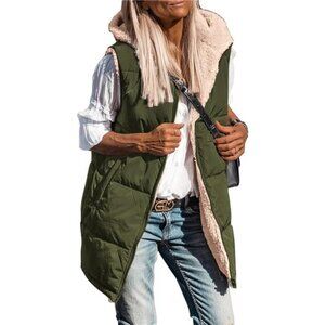 PRETTYGARDEN Womens 2024 Fall Reversible Vests Sleeveless Fleece Jacket Zip Up